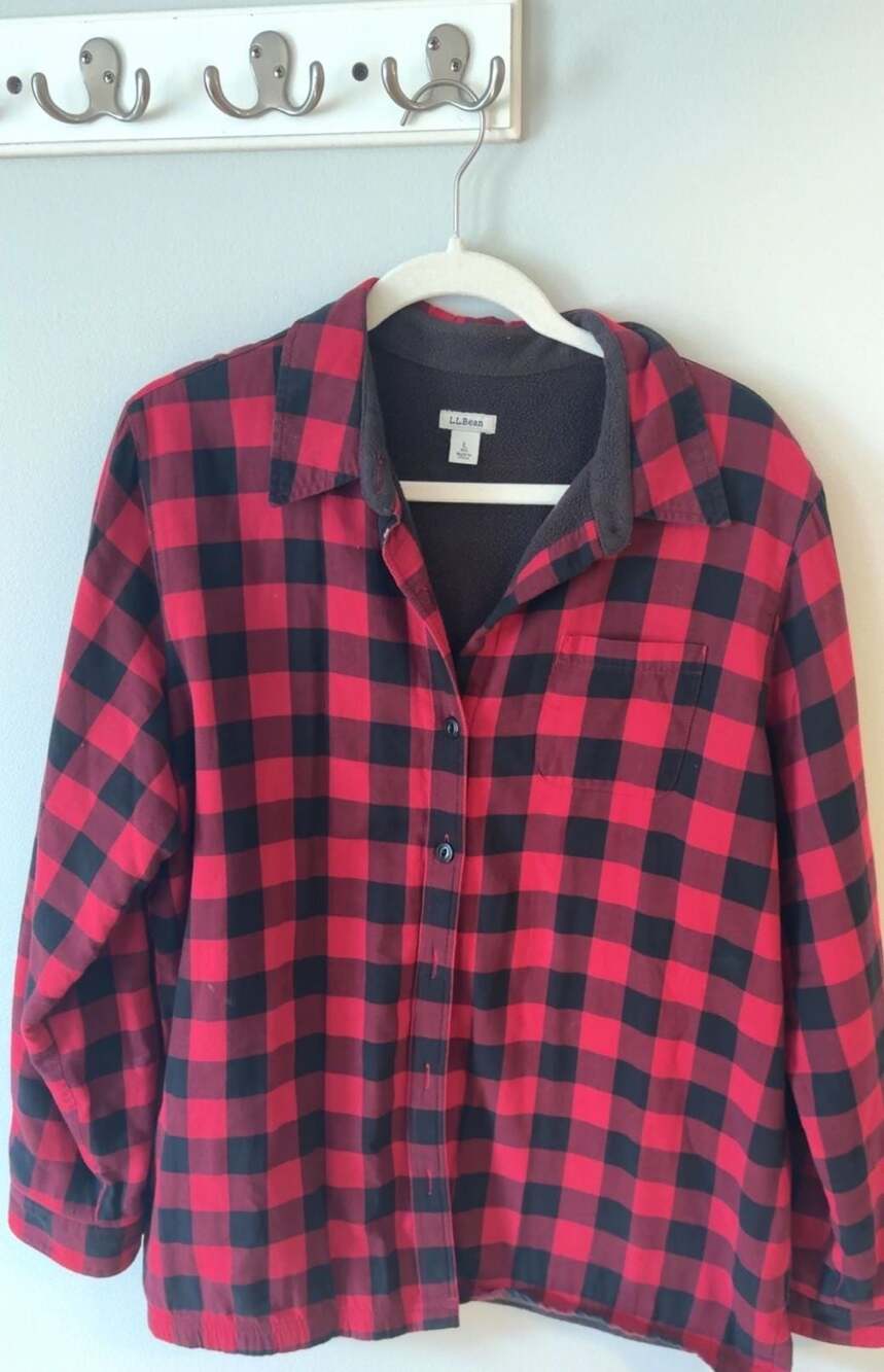 L.L. Bean Women's Fleece-Lined Buffalo Plaid Flannel Shirt Jacket